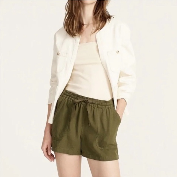 J. Crew Pants - JCREW Seaside Linen Blend Shorts Olive Green
